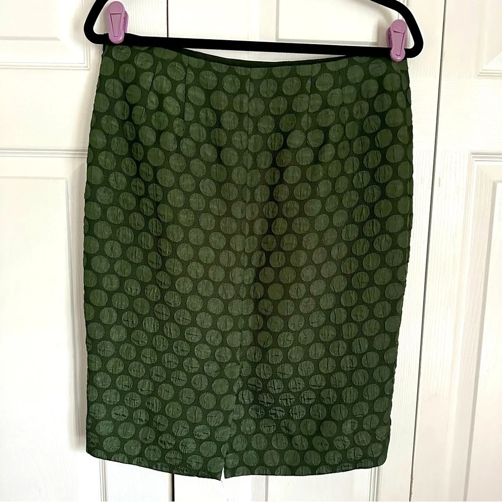 Anthropologie Maeve Doban Polka Dot Green Skirt Womens 6 Office Minimalist